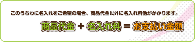 このうちわに名入れをご希望の場合、商品代金以外に名入れ料他がかかります。 商品代金＋名入れ料＝お支払い金額